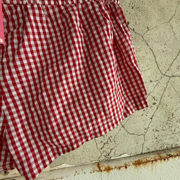 Red Gingham Lounge Boxer Shorts Edikted Cotton Blend Coquette Cottagecore Size M - Picture 3 of 6